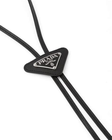 Black Saffiano Leather Bolo Tie .